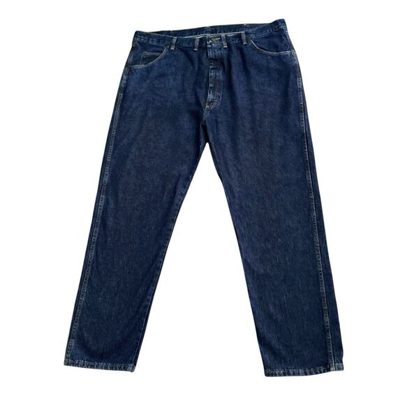 WRANGLER Mens Size 44 Dark Wash 100% Cotton Straight Leg Blue Jeans 31" Inseam - Picture 1 of 6